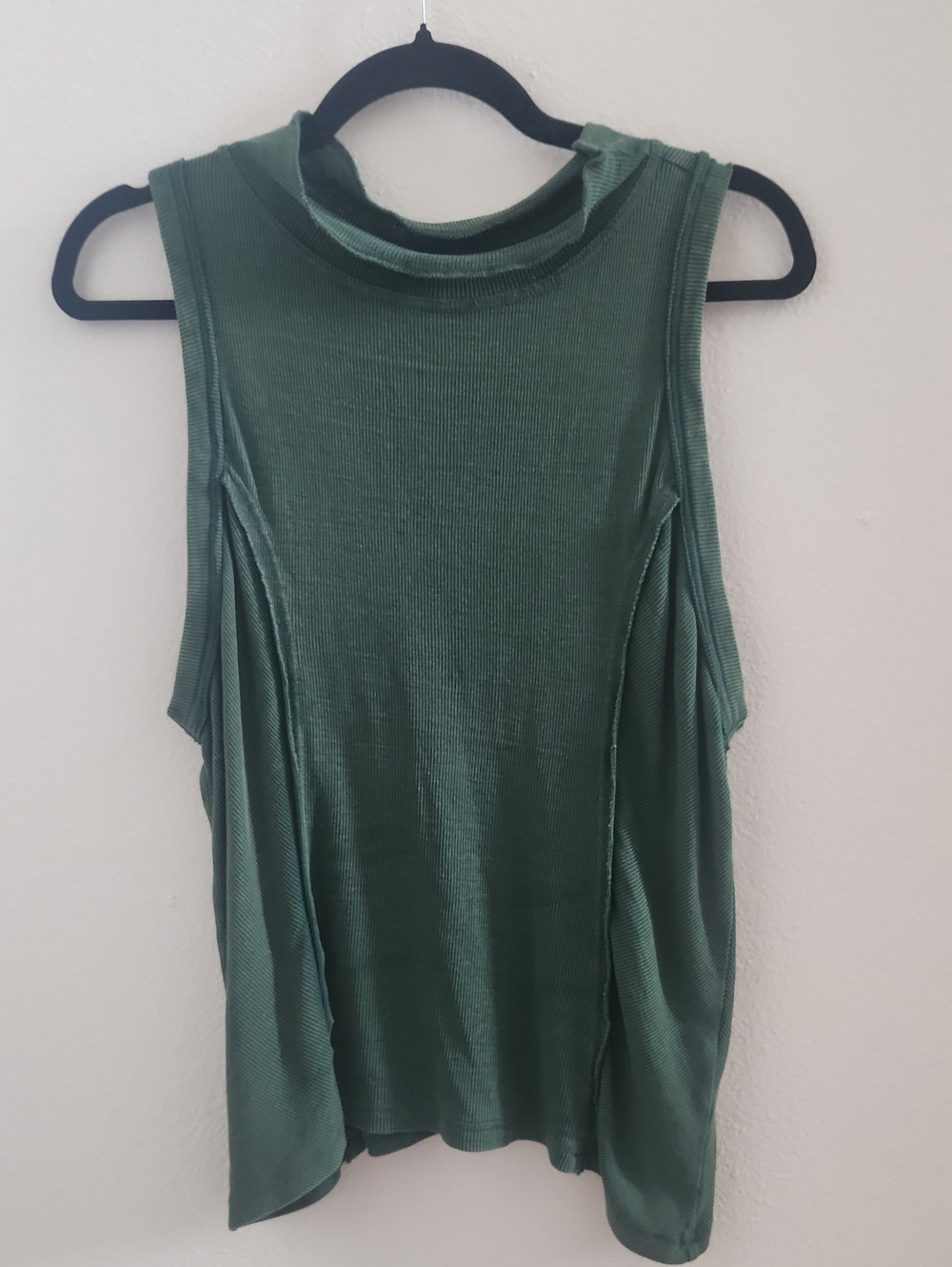 Pilcro Olive Green Mock Neck Ribbed Tank